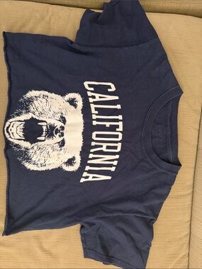 Bear Graphic Cropped Navy T‑Shirt John Galt